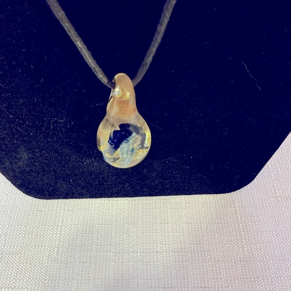 Teardrop Glass Colorful Gold Tone Necklace